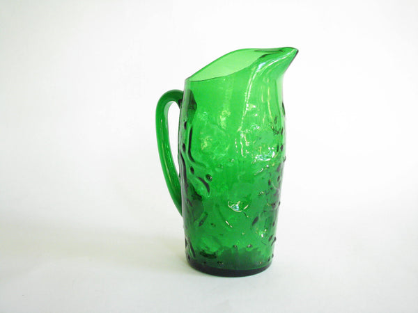 edgebrookhouse - Vintage Emerald Green Glass Juice or Martini Pitcher with Textured Design
