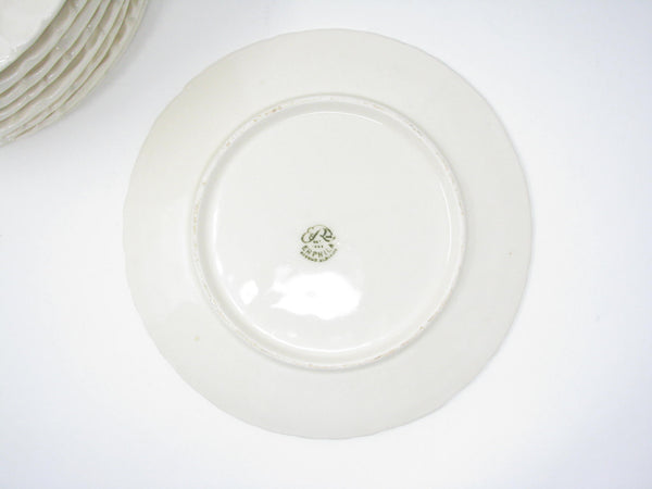 edgebrookhouse - Vintage Erphila Ivory Embossed Ceramic Dinner Plates with Floral Design - Set of 9