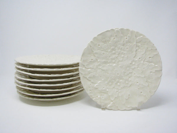 edgebrookhouse - Vintage Erphila Ivory Embossed Ceramic Dinner Plates with Floral Design - Set of 9