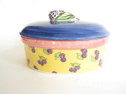 edgebrookhouse - Vintage Essex Collection Bois d'Arc Tutti Fruitti Raúl de Bernarada Portugal Blackberry Lidded Casserole Serving Dish