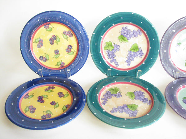 edgebrookhouse - Vintage Essex Collection Bois d'Arc Tutti Fruitti Raúl de Bernarada Portugal Rimmed Salad Plates - Set of 8