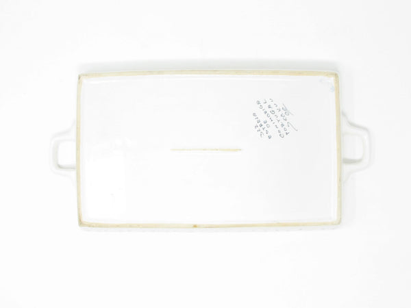 edgebrookhouse - Vintage Estrela de Conimbriga Portugal Pottery Tray with Hand-Painted Blue White Fauna & Flora Design