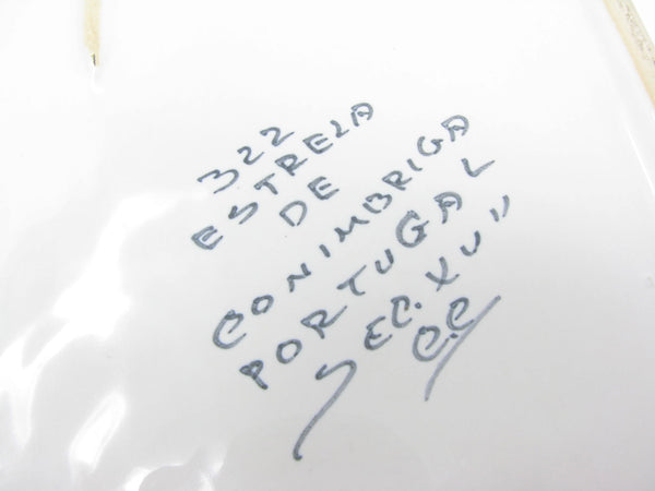 edgebrookhouse - Vintage Estrela de Conimbriga Portugal Pottery Tray with Hand-Painted Blue White Fauna & Flora Design