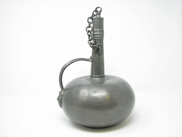 edgebrookhouse - Antique European Pewter Wine Jug or Decanter with Grotesque / Bacchus Design