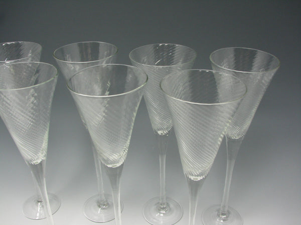edgebrookhouse - Vintage European Toasting Champagne Flutes with Optic Swirl - 7 Pieces