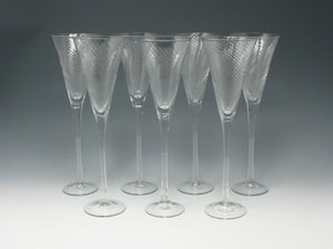 edgebrookhouse - Vintage European Toasting Champagne Flutes with Optic Swirl - 7 Pieces