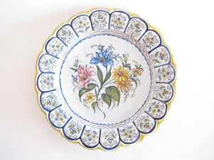 edgebrookhouse - Vintage Extra Large Talavera Spain Pottery Decorative Wall Plate with Floral Design
