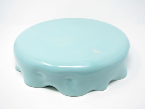 edgebrookhouse - Vintage Extra Large Turquoise Aqua Ceramic Centerpiece Console Bowl with Ruffled Edge