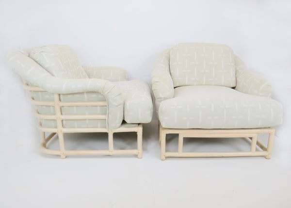 edgebrookhouse - Vintage Ficks Reed Faux Bamboo Sculptural Lounge Chairs - a Pair