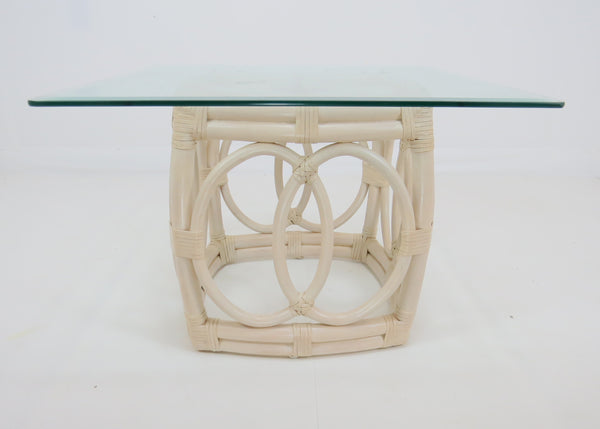 edgebrookhouse - Vintage Ficks Reed Faux Bamboo Sculptural Side Table With Glass Top