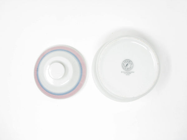 edgebrookhouse - Vintage Figgjo Gourmet White Pink Blue Lidded Sugar Bowl