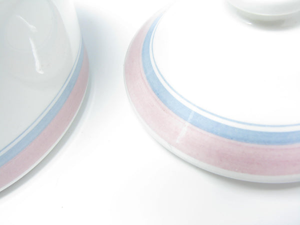 edgebrookhouse - Vintage Figgjo Gourmet White Pink Blue Lidded Sugar Bowl