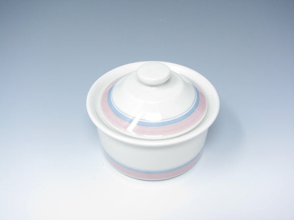 edgebrookhouse - Vintage Figgjo Gourmet White Pink Blue Lidded Sugar Bowl