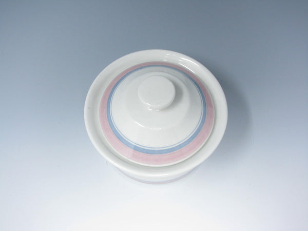 edgebrookhouse - Vintage Figgjo Gourmet White Pink Blue Lidded Sugar Bowl