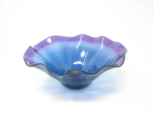 edgebrookhouse - Vintage FireFly Hand-Blown Ruffled Amethyst Purple Blue Glass Centerpiece Bowl