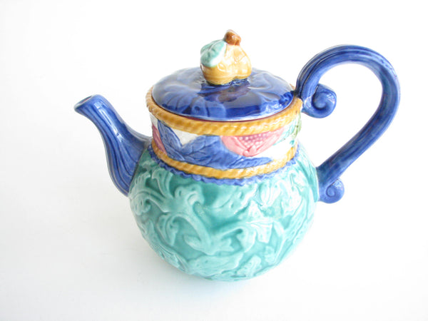 edgebrookhouse - Vintage Fitz & Floyd Ceramic Teapot with Embossed Floral Design