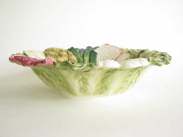 edgebrookhouse - Vintage Fitz & Floyd French Market Large Ceramic Salad Serving Bowl with Embossed Vegetables