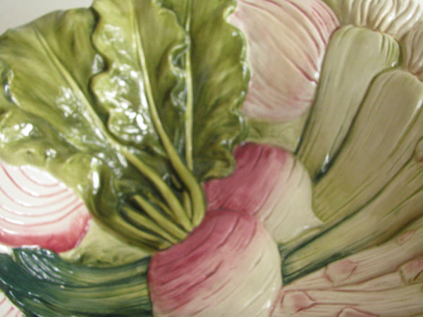 edgebrookhouse - Vintage Fitz & Floyd French Market Large Ceramic Salad Serving Bowl with Embossed Vegetables