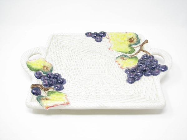 edgebrookhouse - Vintage Fitz & Floyd Sonoma Ceramic Platter with Grape Basket Weave Design and Handles