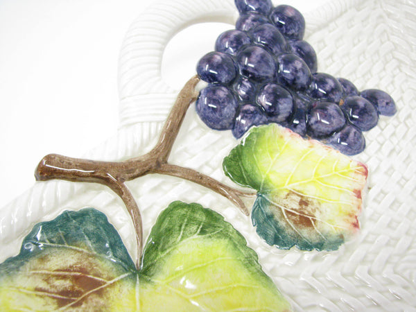 edgebrookhouse - Vintage Fitz & Floyd Sonoma Ceramic Platter with Grape Basket Weave Design and Handles