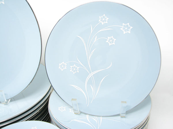 edgebrookhouse - Vintage Flintridge Reverie Strata Blue Floral Dinnerware Set - 36 Pieces