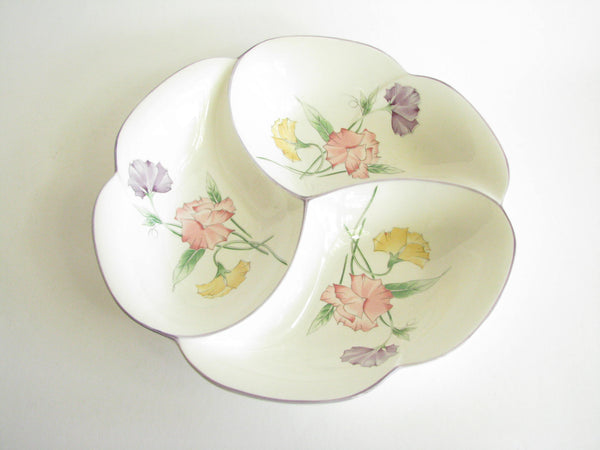 edgebrookhouse - Vintage Floral Ceramic Divided Bowl Made in Japan for Sabre Canada