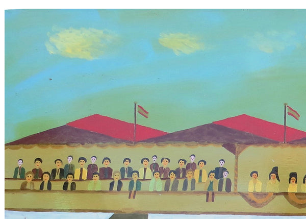 edgebrookhouse - Vintage Folk Art Oil on Board of Spanish Bull Fighting Scene