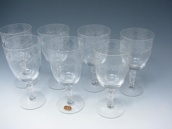 edgebrookhouse - Vintage Fostoria Holly Clear Cut Glass Goblets - 7 Pieces