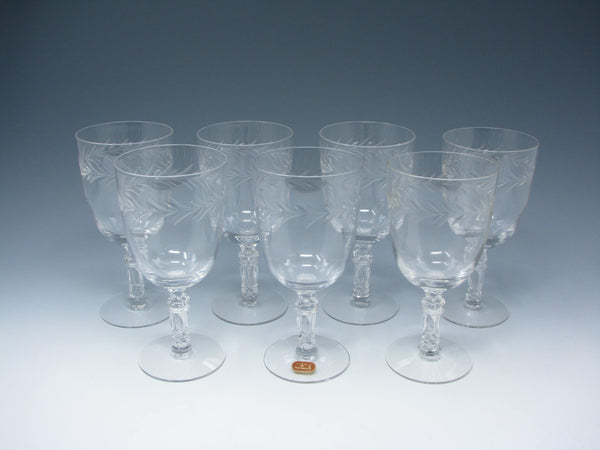 edgebrookhouse - Vintage Fostoria Holly Clear Cut Glass Goblets - 7 Pieces