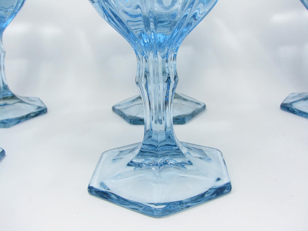 edgebrookhouse - Vintage Fostoria Moonstone Light Blue Water or Wine Goblets - 6 Pieces