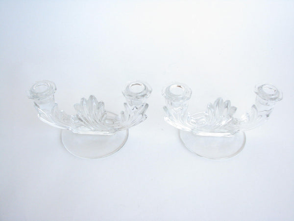edgebrookhouse - Vintage Fostoria Navarre Baroque Etched Glass Candle Holders - a Pair