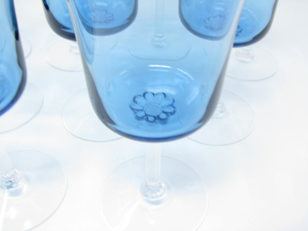 edgebrookhouse - Vintage Fostoria Princess Blue Wine or Water Goblets - Set of 10