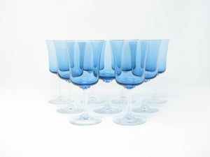 edgebrookhouse - Vintage Fostoria Princess Blue Wine or Water Goblets - Set of 10