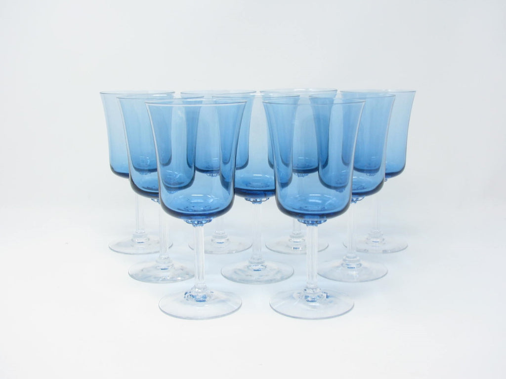 fostoria wine glasses Vintage Fostoria Princess Blue Wine or Water Goblets