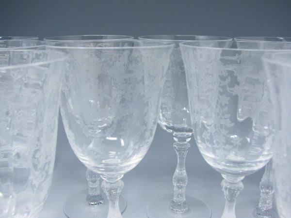 edgebrookhouse - Vintage Fostoria & Lenox Navarre Clear Glass Wine Goblets with Etched Design - Set of 11