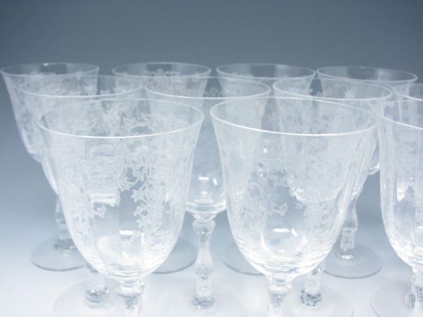 edgebrookhouse - Vintage Fostoria & Lenox Navarre Clear Glass Wine Goblets with Etched Design - Set of 11