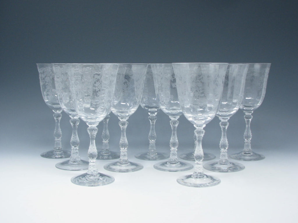 Vintage Fostoria & Lenox Navarre Clear Glass Wine Goblets with Etched   edgebrookhouse