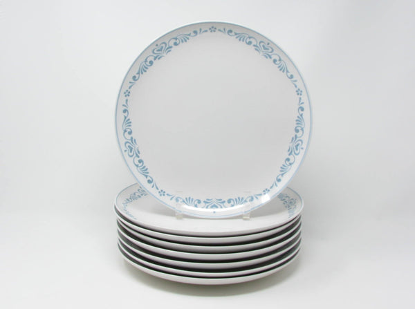 edgebrookhouse - Vintage Franciscan Blue Fancy Ceramic Dinner Plates with Hearts & Scrolls - 8 Pieces