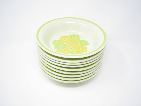 edgebrookhouse - Vintage Franciscan Picnic Green Floral Earthenware Bowls - Set of 9