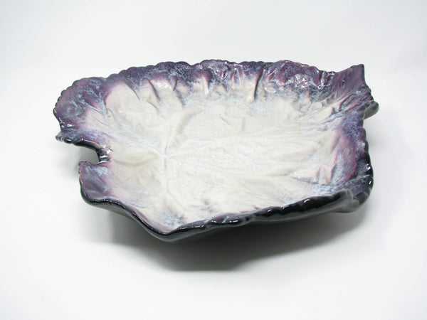 edgebrookhouse - Vintage French Art Pottery Purple Leaf Shaped Decorative Platters - Set of 2