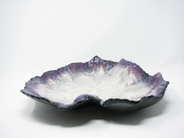 edgebrookhouse - Vintage French Art Pottery Purple Leaf Shaped Decorative Platters - Set of 2
