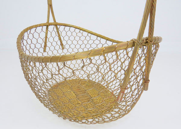 edgebrookhouse - Vintage French Extra Large Woven Brass and Copper Basket