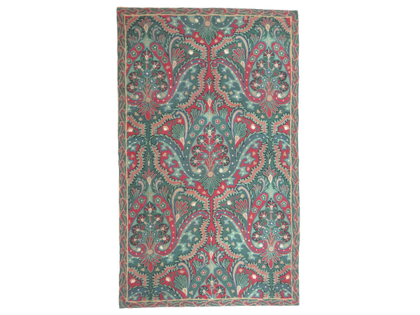 edgebrookhouse - Vintage French Wool Tapestry / Area Rug With Fleur De Lis Center Medallion