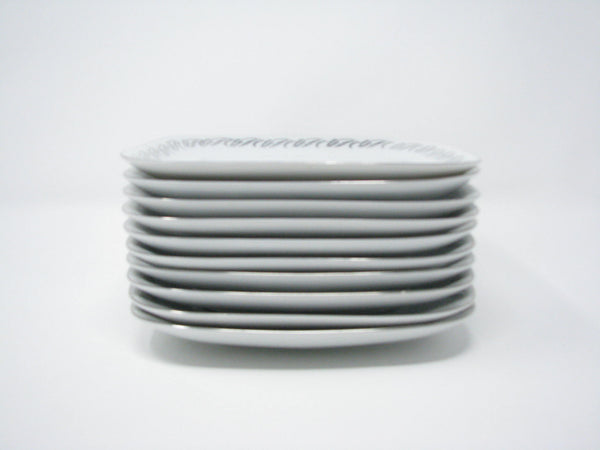 edgebrookhouse - Vintage Fukagawa Arita Silver Wave Square Salad Plates with Platinum Trim - Set of 10