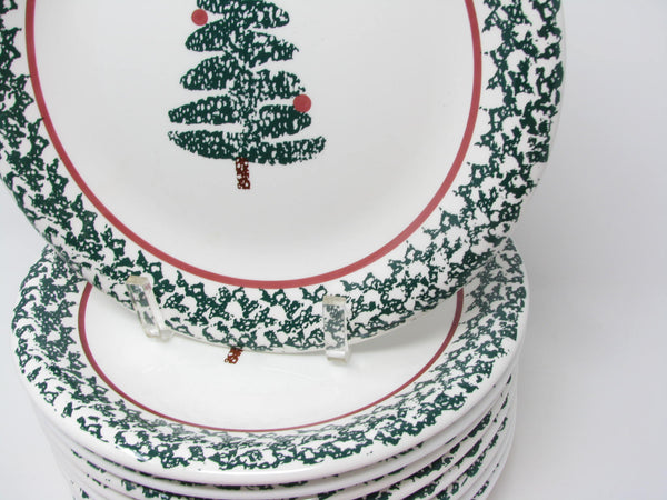 edgebrookhouse - Vintage Furio Italian Ceramic Dinner Plates with Christmas Tree Design - 10 Pieces