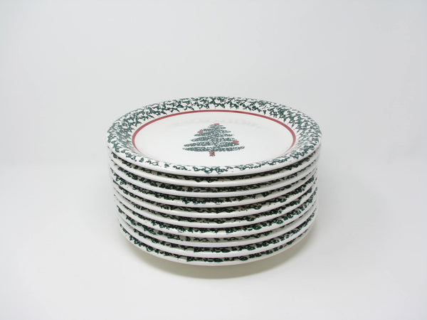 edgebrookhouse - Vintage Furio Italian Ceramic Dinner Plates with Christmas Tree Design - 10 Pieces