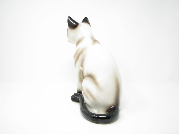 edgebrookhouse - Vintage Galle Style Ceramic Chocolate Point Siamese Cat with Bright Blue Glass Eyes Figurine