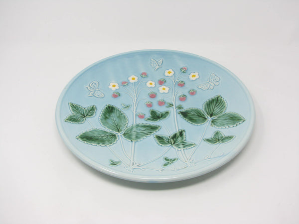 edgebrookhouse - Vintage Georg Schmider Zell Style German Majolica Plate with Wild Strawberries & Butterfly Design - 2 Available
