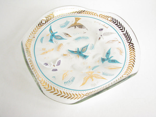 edgebrookhouse - Vintage Georges Briard Glass Decorative Dish with Bird Motif