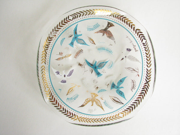 edgebrookhouse - Vintage Georges Briard Glass Decorative Dish with Bird Motif